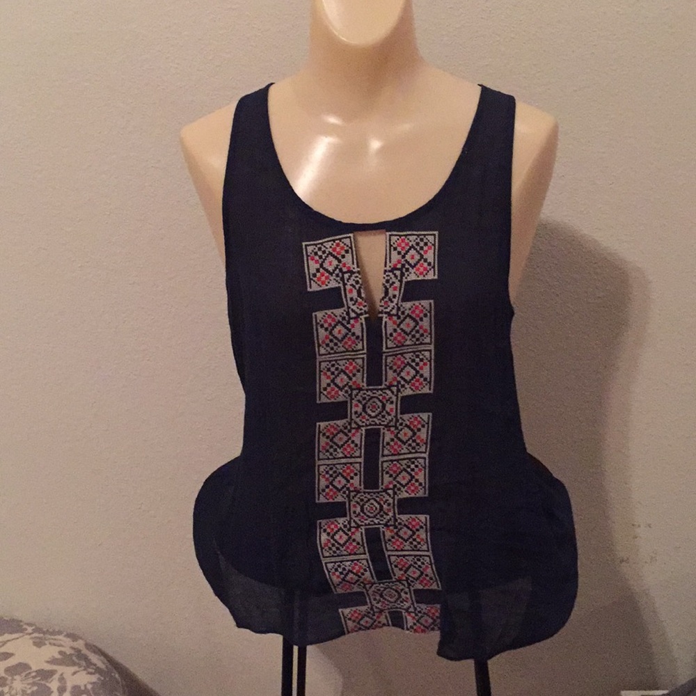 Navy linen tank top